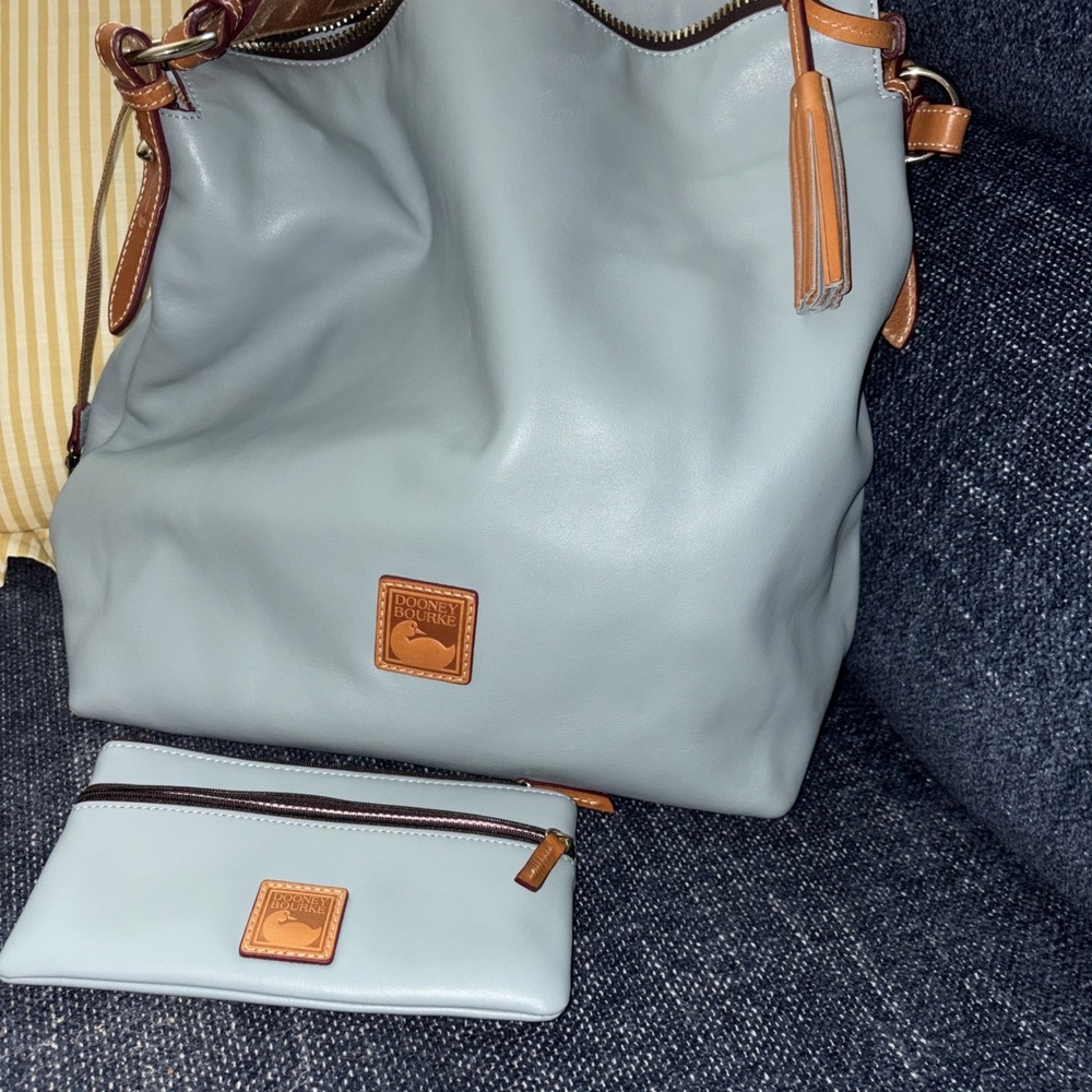 Dooney & Bourke McKenzie Blue Leather Oversized Hobo Bag